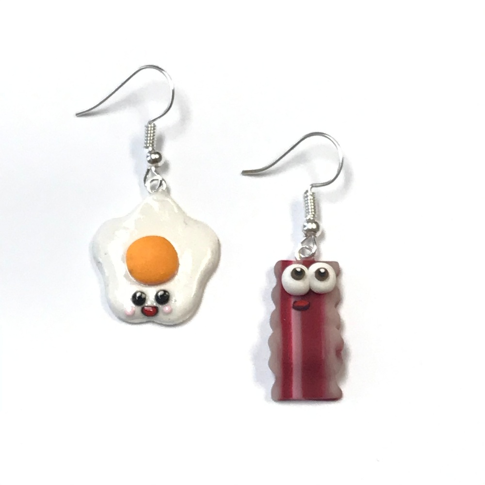 Egg and Bacon Polymer Clay Earrings
